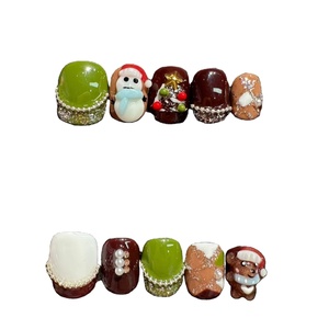 Ongles press-on de Noël 3D stéréo, rennes, sapin de Noël, forme amande, pointes d'ongles faites à la main de haute qualité - Product Image 6