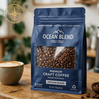 Sachet de café en Mylar à quatre soudures avec valve, fond plat, pochette autoportante en aluminium pour l'emballage de café de spécialité