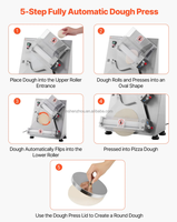 Laminoir à pâte à pizza automatique et machine à pâtes électrique professionnelle, épaisseur réglable, pour boulangerie, avec couvercle de pressage de pâte