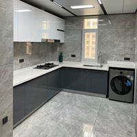 Vente directe d'usine, armoire de cuisine moderne en bois de rose massif, multifonctionnelle, écologique, facile à nettoyer, design résistant à l'eau