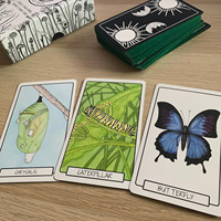Impression personnalisée de 78 cartes de tarot Oracle avec dorure verte, jeu de cartes de tarot de haute qualité avec bordure verte, avec couvercle et boîte inférieure