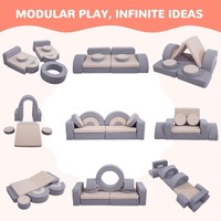 Canapé modulaire pour enfants, sectionnel, pour aire de jeux intérieure, avec blocs de construction en mousse et housse amovible lavable en polaire Teddy