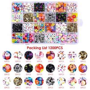 Jibaizhao - Cuentas Redondas de Acrílico de Colores Mezclados, Diseño ToZ, Hilo de Cristal para Hacer Joyas, Pulseras y Collares - Product Image 5