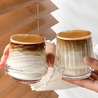 Tasse à café rétro effet vieilli pour Americano glacé/Latte Flat White, Mug pour Latte Art ; Verre raffiné de niche ; Verre créatif de style japonais