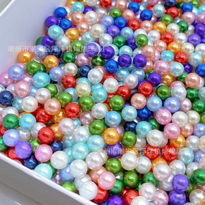 ลูกปัดอะคริลิคทรงกลมสีเงาสูงสำหรับงานประดิษฐ์เครื่องประดับ DIY ขนาด 8 มม. 10 มม. 12 มม. พร้อมผิวมุก - Product Image 2