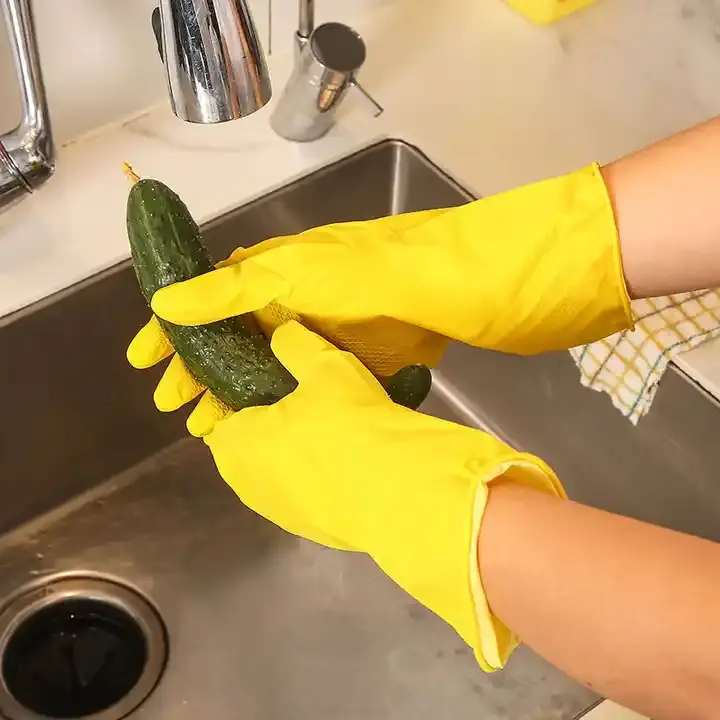 Benefícios tangíveis Material De Borracha De Cozinha Doméstica Para Lavagem De Pratos Luvas De Limpeza Doméstica Amarelas