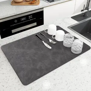 Coffee Mat Hide Stain Rubber Backed Absorbent Dish Drying Mat For Kitchen Counter-Coffee Bar Accessories