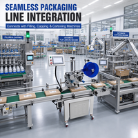 Machine d'étiquetage automatique pour surfaces planes, applicateur d'étiquettes pour boîtes et sachets plats, idéale pour les petites lignes d'emballage en atelier