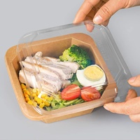 Vente en gros de bols en papier pour salade, fruits et déjeuner, jetables, résistants à la graisse, étanches, écologiques, rectangulaires, carrés, octogonaux, 500 ml, 1000 ml