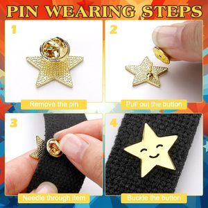 Pins de estrella dorada a granel, de metal dorado, motivacionales con forma de Y y K, para premios, accesorios patrióticos para el aniversario del 4 de julio y conmemoraciones. - Product Image 4