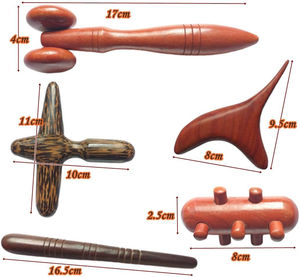 Set di 4 in legno Gua Sha terapia punto di innesco alleviare il dolore alla spalla riflessologia strumenti tradizionali in legno massaggiatore tailandese - Product Image 2
