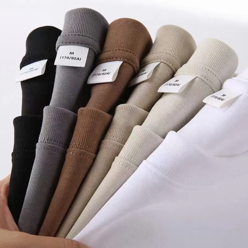 Groothandel Custom Merk Logo 100% Katoen Blanco Luxe Custom Plus Size Heren Drop Shoulder Dikke Luxe Shirts