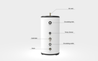 Réservoir tampon vertical haute efficacité de 250 litres, type plancher, isolé, pour système de stockage d'eau chaude pour CVC et pompe à chaleur solaire