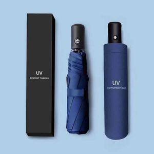 High Quality OEM Wholesale UV <b>Umbrellas</b> Full <b>Automatic</b> 8K Custom Logo Manual Open with Gift Box Protection - Product Image 3