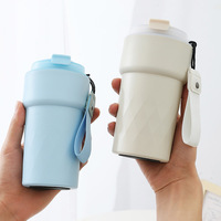 Tasse à café intelligente de 17 oz avec affichage de la température, mug isotherme en forme de diamant avec cordon et paille, tasse de voyage portable pour voiture au design élégant