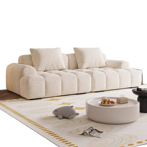 Sofá Rectangular Moderno <span class=keywords><strong>de</strong></span> Terciopelo <span class=keywords><strong>con</strong></span> Botones, para Apartamentos Pequeños, Color Crema, <span class=keywords><strong>con</strong></span> Brazos Rectos Tipo Teclado <span class=keywords><strong>de</strong></span> Piano, Sofá Perezoso <span class=keywords><strong>con</strong></span> Relleno <span class=keywords><strong>de</strong></span> Esponja - Product Image 5