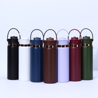 Bouteille d'eau isotherme en acier inoxydable sous vide de 20 oz avec logo personnalisé plaqué cuivre et couvercle 2-en-1 vierge pour gravure laser