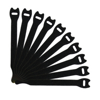 Attaches-câbles auto-agrippants double face 12x125mm en nylon noir, écologiques, imperméables, résistantes au feu, pour la maison