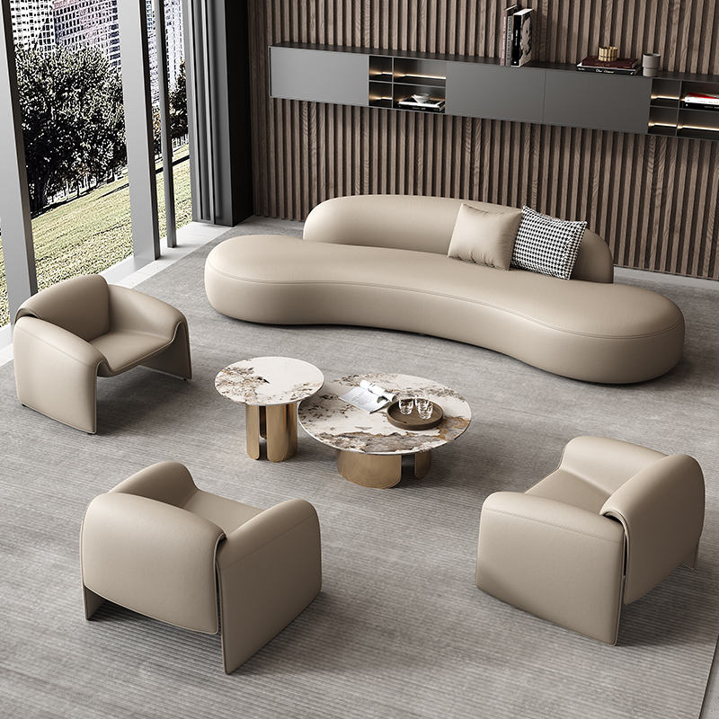 Ensemble canapé de 280 cm de long et table basse de 111 cm, blanc cassé