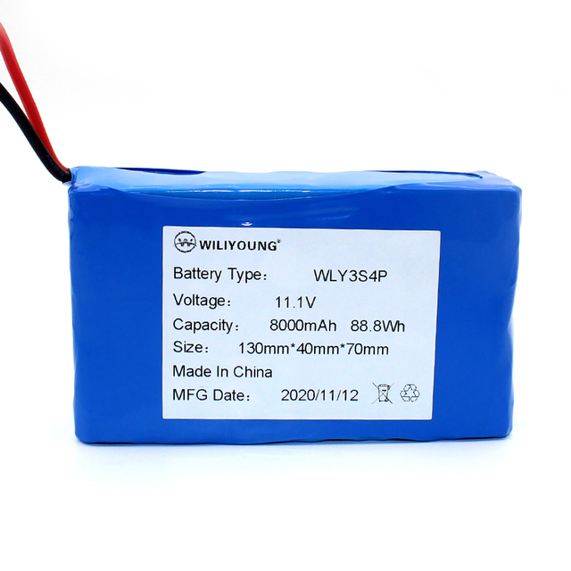 3S4P 11.1V / 12V 8000mAh 88.8W 18650 Li-ion Battery Pack for 10A LED Lighting Equipment