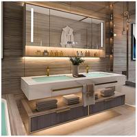 Meuble-lavabo flottant moderne à double vasque CBMmart avec miroir intelligent pour appartement