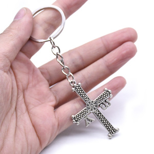 Antique <b>Silver</b> <b>Cross</b> Keychain Zinc Alloy Pendant <b>Ring</b> Ornament Cultural Gift Giveaway - Product Image 5