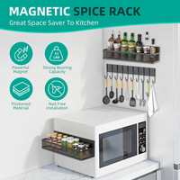 Étagère à épices magnétique en métal avec organisateur de réfrigérateur mobile à trois niveaux et support à crochets pour la cuisine