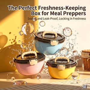 24cm Stainless Steel Food <b>Storage</b> <b>Container</b> with Lid Leakproof Round Bowl Handle Sealed Meal Prep Keep Fresh - Product Image 4