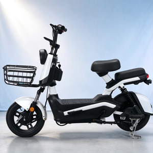 Elegante Bicicleta Eléctrica Urbana Negra con Canasta Delantera, Amortiguador y Asiento Doble para Adultos - Product Image 1