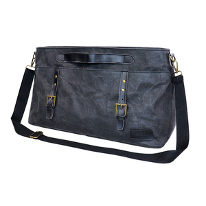 Sac messager en cuir véritable vintage en papier kraft, respectueux de l'environnement, sac bandoulière, sac de voyage, sac de sport - Product Image 2