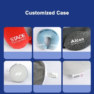 Oreiller de voyage ergonomique en mousse à mémoire de forme avec logo personnalisé, emballage sur mesure, soutien élevé, portable, avec capuche, pour avion, forme en U, 80 - Product Image 2