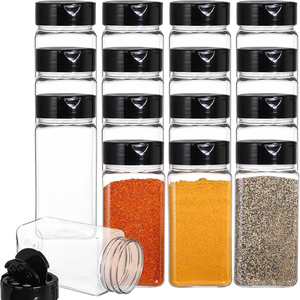 Chai gia vị nhựa hình vuông 2oz 4oz 5oz 6oz, lọ gia vị thủy tinh hình tròn bán buôn, có nắp nhựa dạng cánh bướm và nắp nhôm - Product Image 3