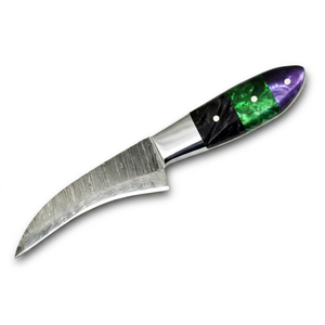 Couteau artisanal en acier Damas avec manche en résine segmentée, outil de cuisine - Product Image 1