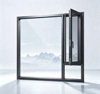 Ventanas Abatibles Modernas de Aleación de Aluminio con Rotura de Puente Térmico, Doble Capa, Aislamiento Acústico, Magnéticas, de Acero Inoxidable 304 para el Hogar