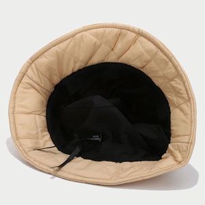 2024 New Soft Warm Quilted Eiderdown Cotton Bucket <b>Hat</b> Autumn Winter Solid Color Fashion Bucket <b>Hat</b> <b>for</b> Women - Product Image 5