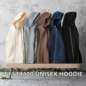 Sweat-shirt à capuche en tissu tissé GF514400, mode d'hiver, taille extra large, impression de logo personnalisée, unisexe, uni, anti-froissement, pour hommes et femmes - Product Image 2