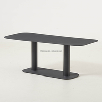 Table basse d'extérieur moderne en aluminium ovale avec plateau HPL