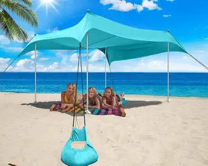 WOQI 33 سهلة اقامة UPF50 + أربعة أكياس الرمل دنة النسيج الصيف خيمة للشاطئ الشمس المأوى مظلة ل في الهواء الطلق