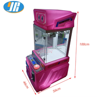 Jeux d'arcade pour enfants à pièces Petite grue en plastique avec roche porte-bonheur et mini griffe en langue anglaise en alliage de zinc