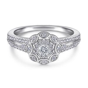 925 Sterling <b>Silver</b> Women's Fine Quality Flower Design <b>Ring</b> <b>Set</b> Rhodium Plating for Bride Engagement and Wedding Party - Product Image 5