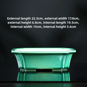 Pot à Bonsaï Rectangulaire en Céramique Glaçurée Classique, Pot de Fleurs Haute Température, Jardinières Design Craquelé <span class=keywords><strong>pour</strong></span> Plantes et Fleurs - Product Image 5