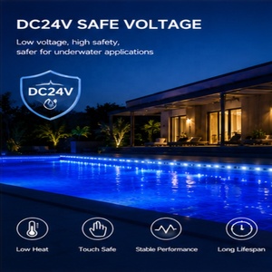 Lumière LED pour piscine, DC24V 10W RGB IP68, étanche sous l'eau, pour villa, aquarium, bac à poissons, bande lumineuse LED - Product Image 4