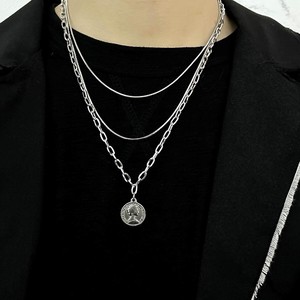 VAF 50 + 5CM Nữ Hoàng Mặt Dây Chuyền Nhiều Lớp Vòng Cổ Bằng Thép Không Gỉ Với Chuỗi Rắn Đôi - Product Image 5