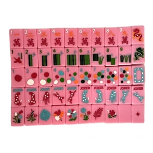 Pink <b>Mahjong</b> Tiles <b>Set</b> With Joker And Wind Tiles Portable Classic Game For 4 Players - Product Image 4