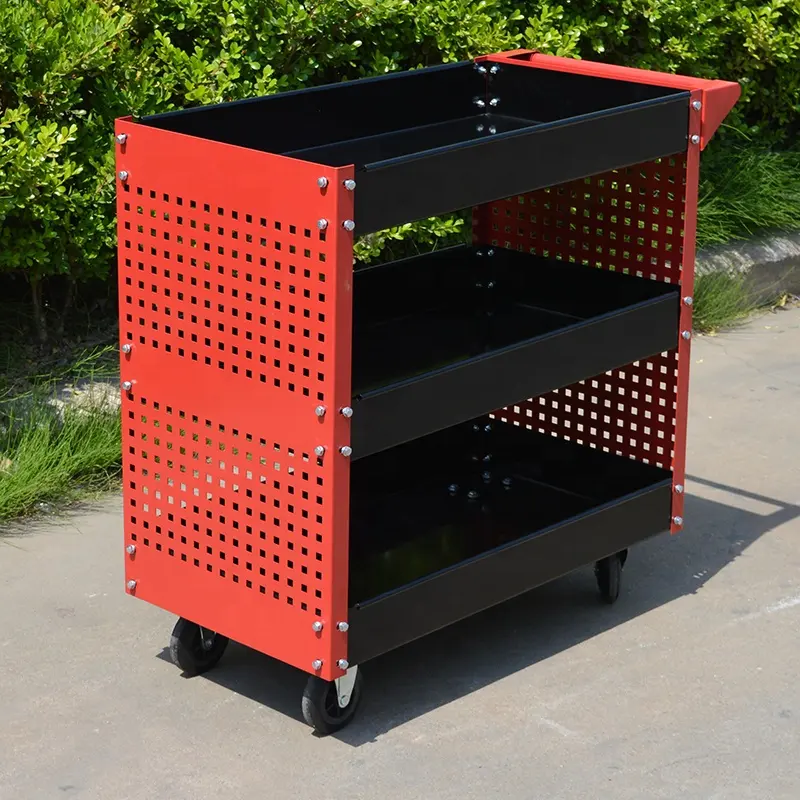 Entrepôt industriel robuste outils métalliques mobiles stockage transport assemblage travail utilitaire chariot de Service avec panneau perforé
