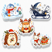 Autocollants en vinyle découpés sur mesure pour Noël, autocollants adhésifs de dessins animés pour l'emballage de boîtes cadeaux avec impression de logo pour enfants sur le thème des fêtes