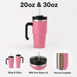 Mug à café isotherme en acier inoxydable 20 oz avec logo personnalisé, double paroi sous vide, poignée, cadeau d'affaires, revêtement poudré, OEM - Product Image 5