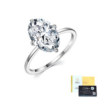 Lot de 9 bagues de fiançailles ovales solitaires en argent sterling 925 plaqué or 14 carats avec moissanite VVS GRA 4,5 carats, bijoux fins