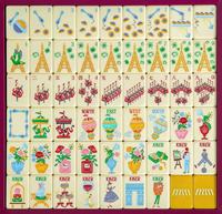 Jeu de Mahjong américain personnalisé à 4 couches, tapis en acrylique, ensemble de luxe, 160 tuiles, rayures vertes et bleues Empire State, boîte en carton