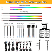 Kit d'accessoires d'éclairage LED intérieur dynamique 64 couleurs pour Volkswagen VW Polo MK6 2018+ avec contrôle par écran MMI